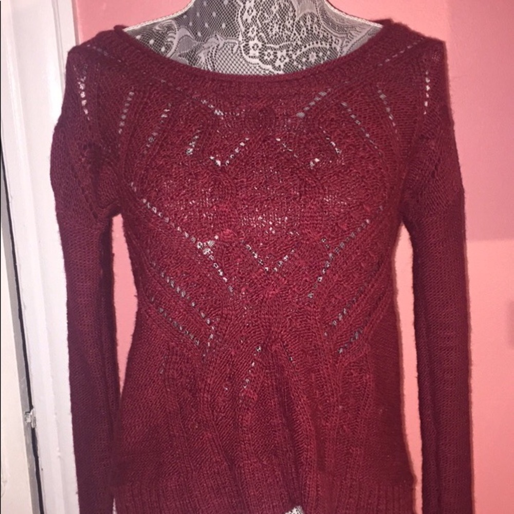 Deep red Lucky Brand Sweater ! Great Condition !